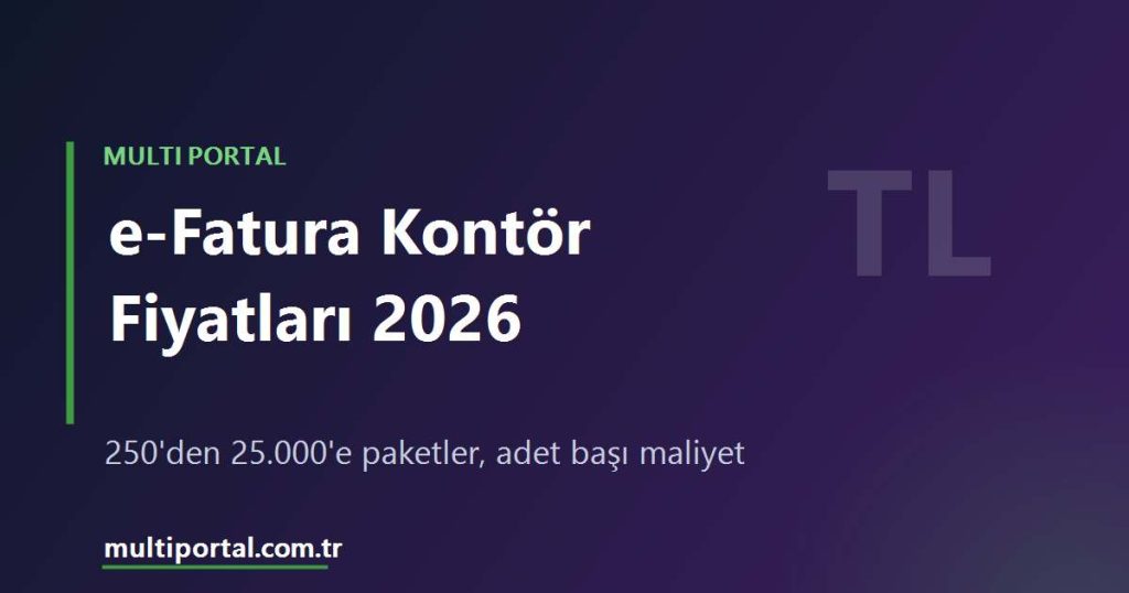 e-Fatura kontör fiyatları 2026, 250'den 25.000'e paketler - Multi Portal